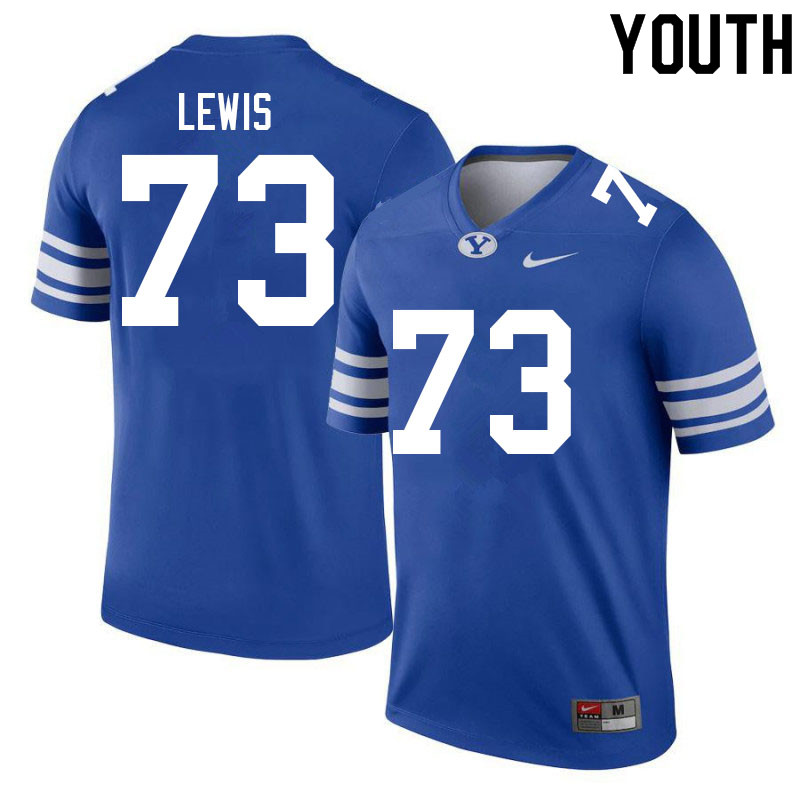 Youth #73 Tysen Lewis BYU Cougars College Football Jerseys Sale-Royal - Click Image to Close